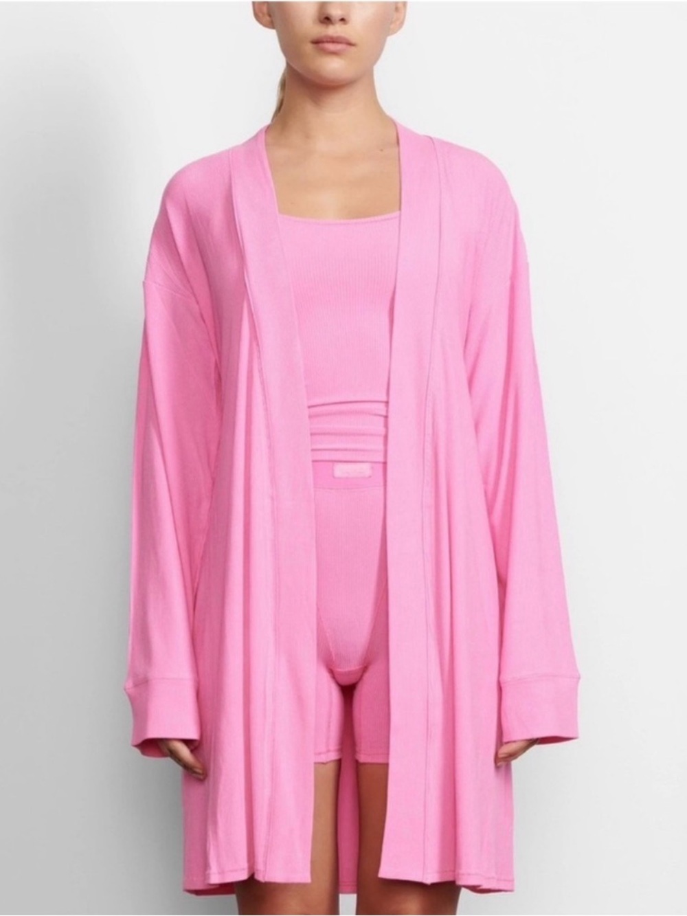 Skims Soft Lounge Ribbed Robe Bubblegum Size Large